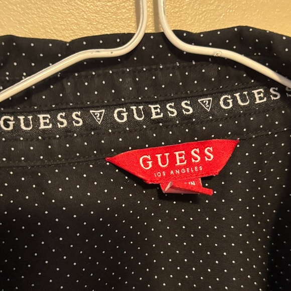 Guess Black Casual Button Down Shirt Polka Dot - Picture 3 of 9